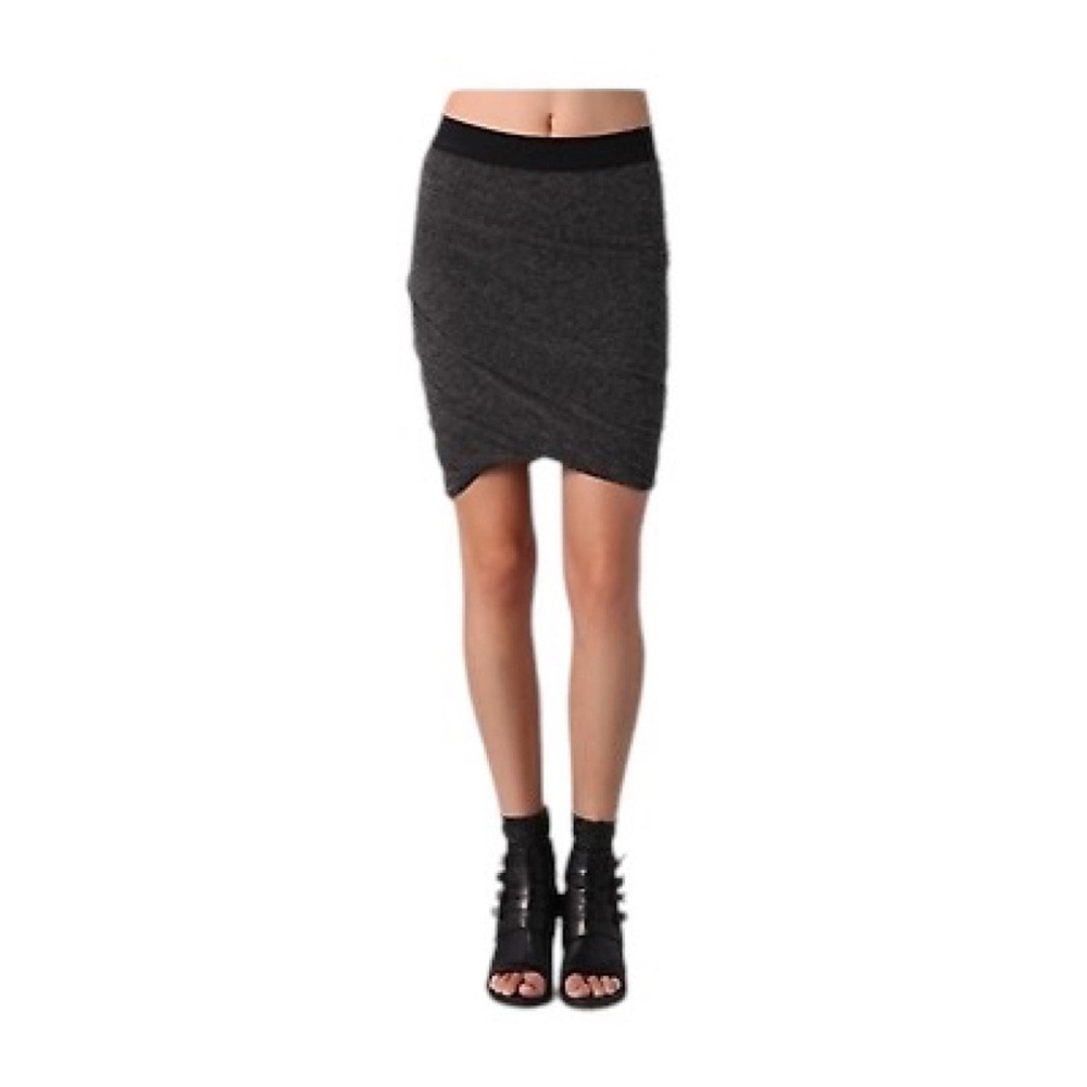 T By Alexander Wang Women’s Gray Ruched Draped Skirt Large Bodycon Stretchy